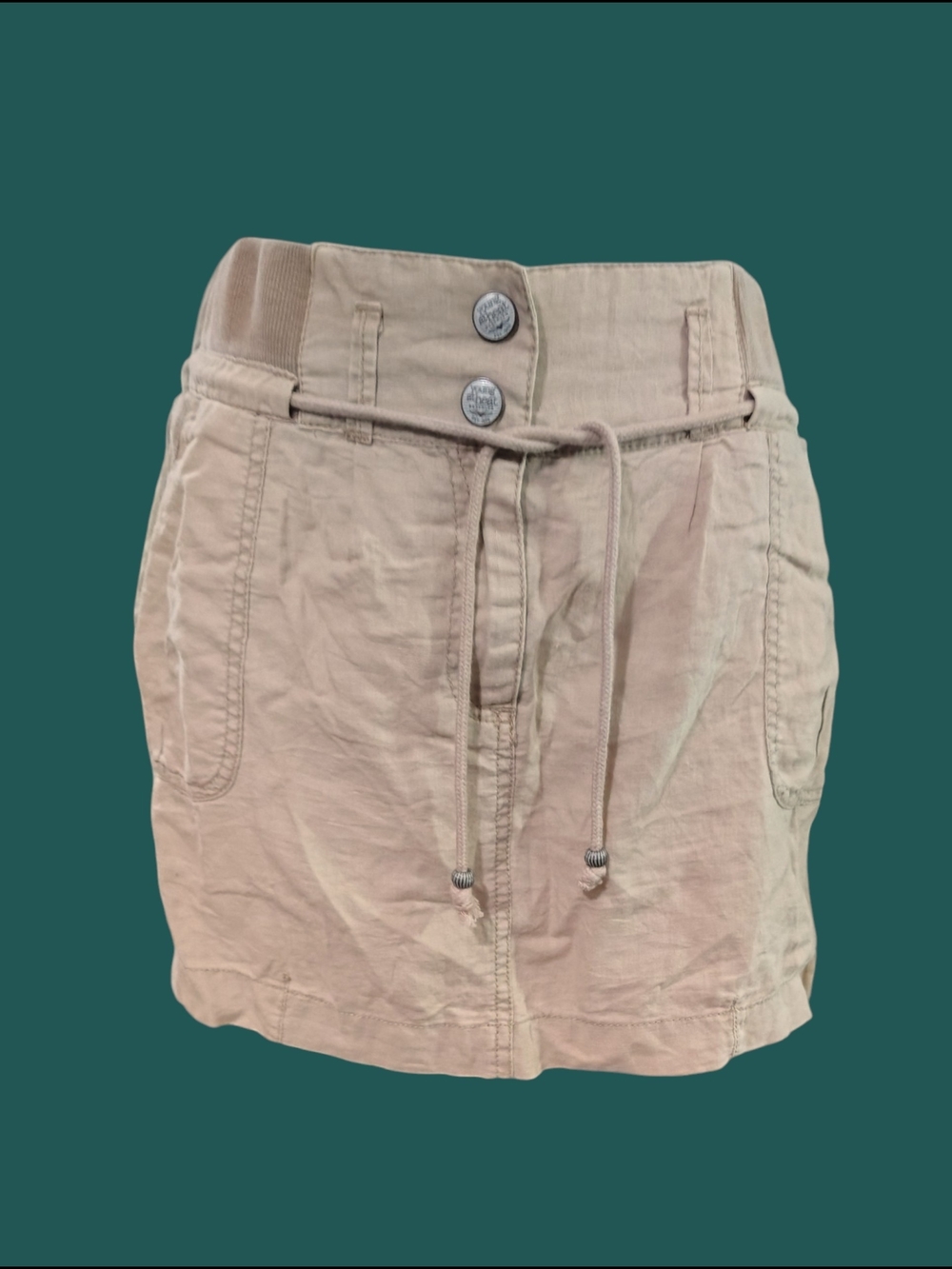 Y2K Boho Vintage Euro Khaki Mini Skirt Cargo Reserved Size 40 US 8